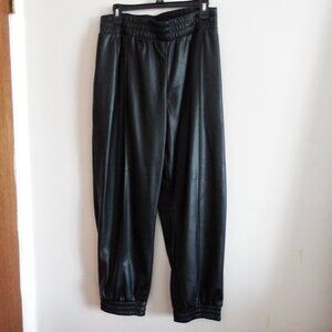 NWT Express Womens Black Faux Leather Joggers XL
